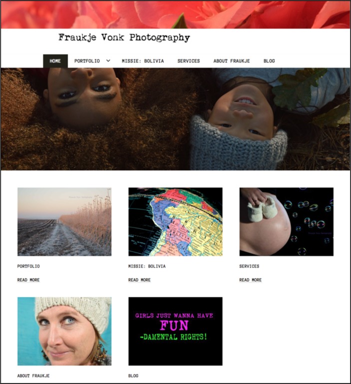 Nabouwen van website Fraukje Vonk Photography in Wordpress, en verhuizen.