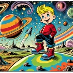 Blond jongetje op planeet